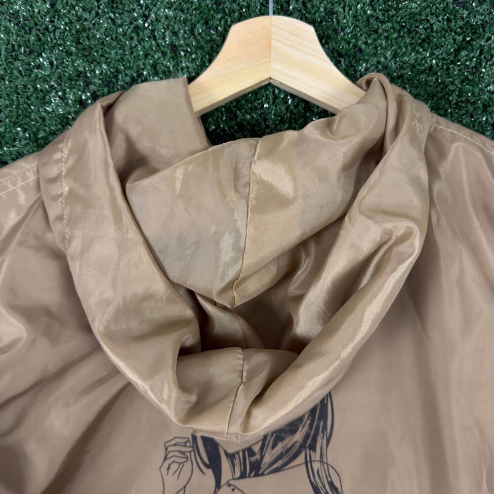 Valeza Men's Hooded Windbreaker Jacket Size S Tan Anime Streetwear Graphic Skate - Picture 6 of 11